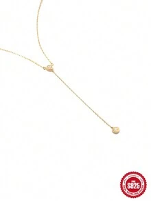 1件s925純銀y形串珠鏈吊墜鎖骨項鍊 - 金色 - 查看 3