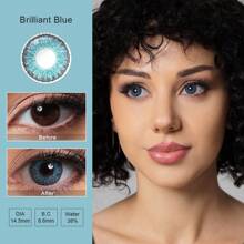 2 Miếng Có màu sắc Kính áp tròng 6 Nâu Màu xanh lá Hoạt bát Với Hiệu ứng Đối với Tối Mắt - Màu xanh rực rỡ - Xem 5