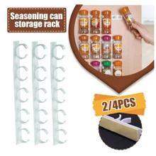 2/4 件廚房收納架,用於香料罐,壁掛式簡單瓶夾,5 孔配料架 - 白色 - 查看 1