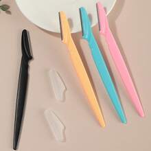 10Pcs Eyebrow Razors With Safety Cover, Face Razor For Women And Man Smooths Away Peach Fuzz, Easy To Use Eyebrow Knife For Trimming And Shaping Eyebrows(4 Colors) - Black - View 5