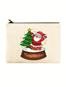 聖誕化妝包,聖誕老人和馴鹿印花,帆布材料,1 件 - 彩色 - 查看 1