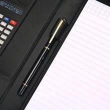 黑色高級素皮公文包帶拉鍊,一體式智能保護套,適用於10.1英寸平板電腦,設有演示孔、計算機、存卡槽和筆記本 - 黑色 - 查看 3