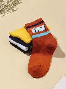 5 đôi tất dài đến bắp chân in họa tiết chữ nhiều màu thời trang cá tính dành cho nữ - Nhiều màu - Xem 3