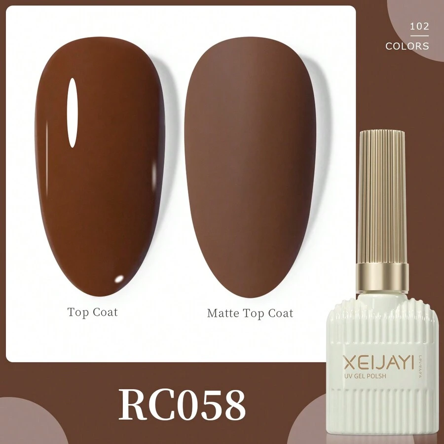 XEIJAYI 1 Bottle 4-Season Gel Nail Polish, 102 Color Options, Suitable For Nail Decoration, Nail Art, DIY Nail Salon, Great Gift For Women - 咖啡棕 - 查看 1
