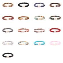 1pc Natural Stone Cross Pendant Bracelets for Unisex Women Men Stone Beads Stretch Bracelets - Mint Green - View 3