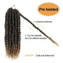 熱情扭曲頭髮淺啡色10英寸預捲熱情扭曲鉤編頭髮延伸1包預編鉤編頭髮短髮熱情扭曲頭髮(10英寸1包) - Light Brown - 查看 4