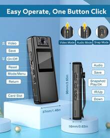 BOBLOV A22 64/32GB Body Camera, 2200mAh Battery for 10 Hours Recording,180° Rotatable Lens, 1080P BodyCam with OLED Screen to Playback, Camcorder with Audio for Walking, Delivery, Daily Proof (64GB) - 黑色 - 查看 5