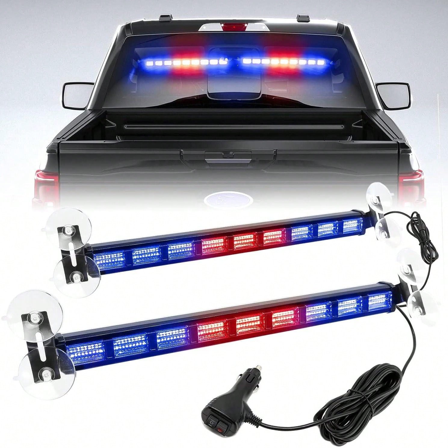 2 In1 Car Dual Color Emergency Light Strip, Windshield 162LEDs Car