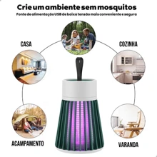 Mata Mosca Repelente Elétrico Mosquiteiro Luminária LED Mata Mosquito Moscas Insetos - Branco - Visão 9
