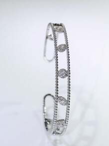 18k镀金镂空几何水钻微镶锆石铜戒指，可调节尺寸，奢华宽版，优雅女士礼物 - 金戒指 - 查看 9