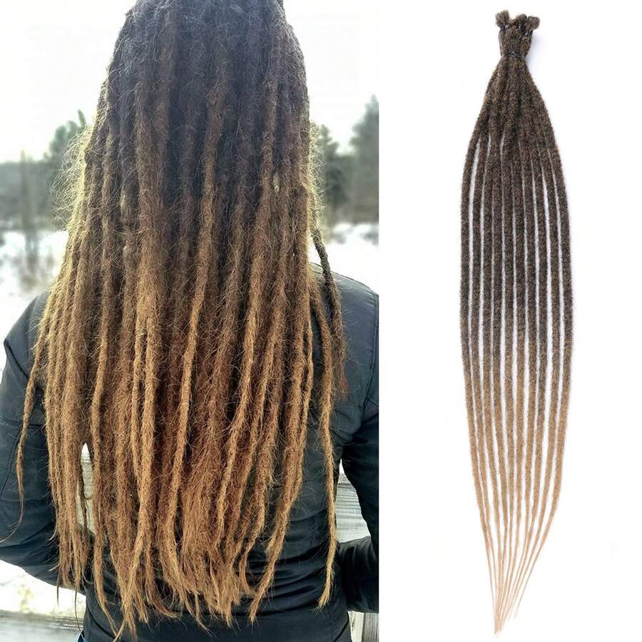 24 Inch 100% Handmade Reggage Locs Hair Extensions Synthetic Dreadlocks Extensions For Men/Women Unsex Hair 10 Strands - Multicolor - View 1
