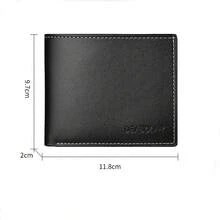 1pc Multicolor Fashionable Men's Wallet, Casual Bifold Short Horizontal Style Men's Leather Card Case, Personalized Wallet - Black - View 4