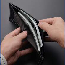 1pc Multicolor Fashionable Men's Wallet, Casual Bifold Short Horizontal Style Men's Leather Card Case, Personalized Wallet - Black - View 6