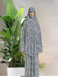2pcs Muslim Extra Large & Long Headscarf With Sleeveless Dress Set For Prayer