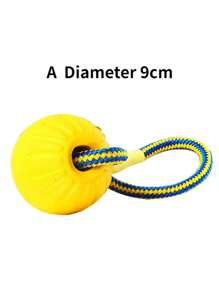 Durable Pet Training Toy Ball with Rope for Tug, Pull, and Chew - Perfect for Interactive Play and Dental Health - Mustard Yellow - View 3