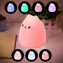 1pc Cartoon Silicone Led Color-changing Pat Lamp Cat Night Light For Indoor Bedroom - Cat - View 1