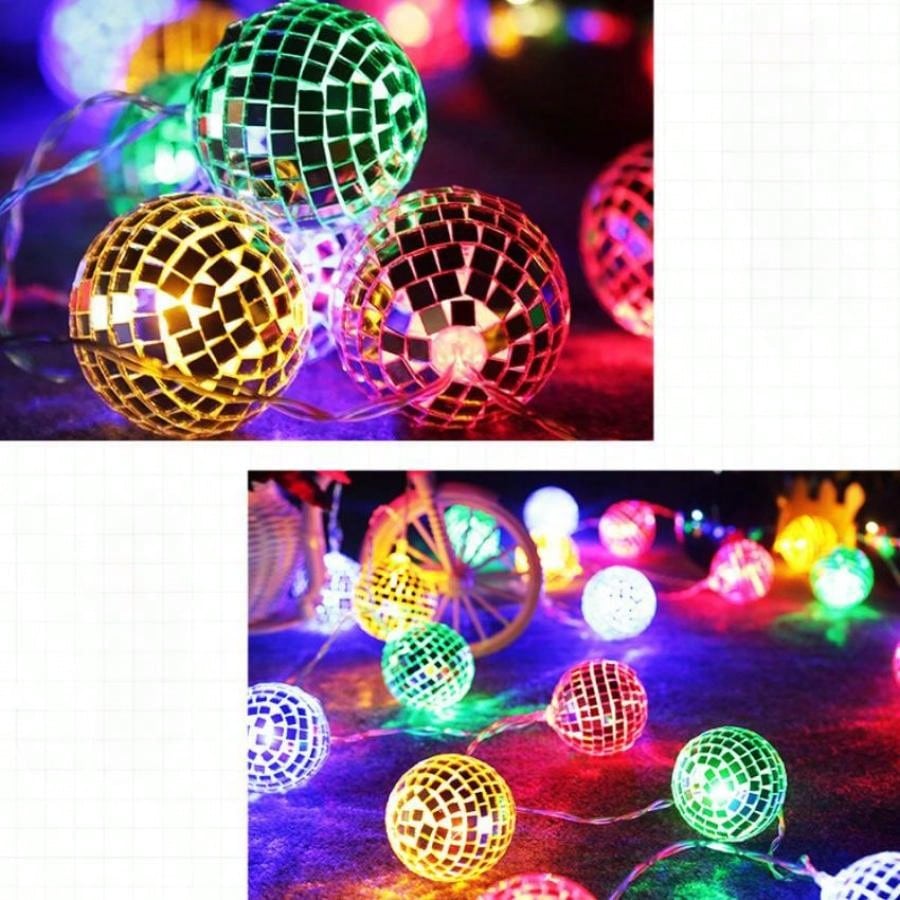 10 Lights 1.5m Mirror Ball String Light, Diameter 4cm, For Dance Hall
