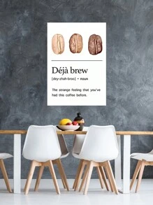 1 件咖啡时光墙面艺术海报，咖啡豆帆布印刷，家居装饰，适用于咖啡店、办公室、厨房，3 种尺寸可选，带框，可直接悬挂。 - 彩色 - 查看 2