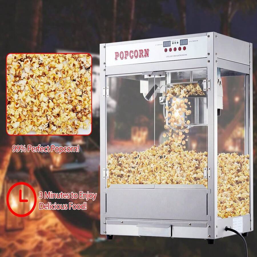 Popcorn Machine, 12 OZ Large Commercial Popcorn Machine Movie Night,Temperature Control With