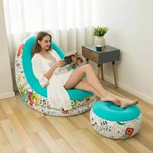 sillon infable con descansa pies. sillon para descansar - Azul - Ver 3