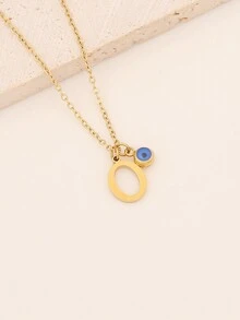 1入不鏽鋼字母眼吊墜,適合女性日常佩戴 - 金色 - 查看 4