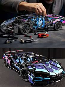 1入組1:14靜態科技模型賽車diy積木組,禮盒包裝,適用於展示 - 彩色 - 查看 2