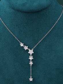 1pc Autumn And Winter New Arrival Women's Delicate Star & Tassel Collarbone Chain Necklace, Korean Style, Versatile 5-pointed Star Pendant Jewelry For Valentine's Day - Star - View 9