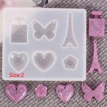 1 件 Diy 水晶滴膠模具,具有多個吊墜模具、心形、圓形、艾菲爾鐵塔、鑽石、扣環、矽膠和環氧樹脂工藝模具,適用於手工珠寶 - 白色 - 查看 15