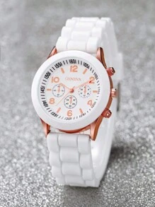 2入組男女情侶用黑白矽膠手錶,品牌:geneva