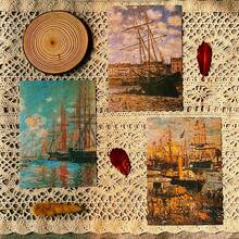 50入組復古油畫材料紙,風景、植物和花卉圖案裝飾底紙,美學diy拼貼剪貼簿材料,日誌和創意藝術的藝術材料 - 藏蓝色 - 查看 4