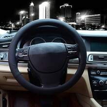1pcMicrofiber Leather Steering Wheel Cover Universal 15 Inch (Black)Steering Wheel Cover Leather Protective Cover Four Seasons General Car Interior Decoration Splicing Protection Set Car Supplies - Black - View 5