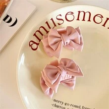 2入組女孩小尺寸蝴蝶結髮夾,頂夾與側夾適用於劉海固定,日常使用 - 粉色 - 查看 5