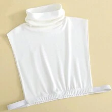 1入組女性簡約風格的黑色、白色、灰色襯衫,高領頸暖保暖 - 白色 - 查看 2