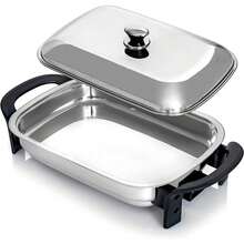 YONGSTYLE 16-Inch Electric Skillet - Rectangular Stainless Steel Pan with Handles and Lid Cover - Multicolor - View 1