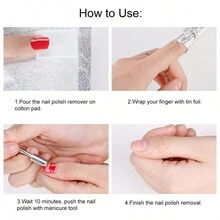 100入/盒指甲去除錫紙,膠片去除錫紙,指甲藝術浸泡卸除器,鋁質指甲袋 - 銀色 - 查看 6