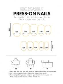 24片套中號圓形假指甲,附1把指甲修剪器和1支水凝膠 - 彩色 - 查看 6
