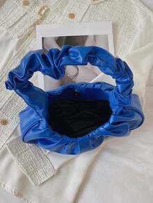 Fashionable Simple Solid Color Pleated Women's Shoulder Bag - Royal Blue - View 3