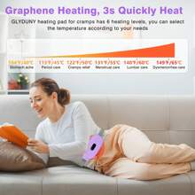 1pc Portable Heating Pads For Cramps Cordless Cramp Massager For Period With 6 Heat Levels And 6 Massage Modes Rechargeable Heating Pad - Purple - View 8
