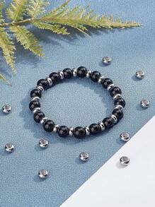 20/100Pcs Brass Rubber Beads Stopper Beads Stopper Positioning Spacer Beads Adjustable Slider Clasps Round Beads Insert Rubber For Bracelets Jewelry Makings - Silver - View 4