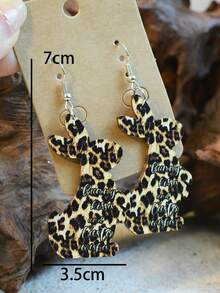 1對復活節兔子、花卉、格子、豹紋圖案新生兒多色輕便木雕激光切割雙面印花西式復古風格女士耳環 - 木質耳環 - 查看 5