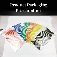 AD 1對黑色摩托車18英寸車輪胎圈貼紙,反光貼紙,用於鋼圈改裝和輪胎裝飾 - 黑色 - 查看 7