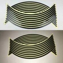 AD 1對黑色摩托車18英寸車輪胎圈貼紙,反光貼紙,用於鋼圈改裝和輪胎裝飾 - 黑色 - 查看 2