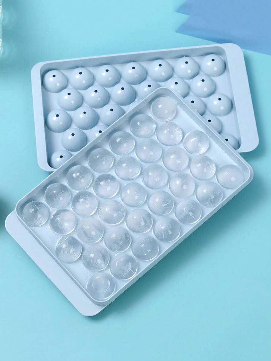 1PC Easy To Use 33-Cavity Round Ice Cube Mold, Create Perfect Ball Shaped Ice Cubes With One Tray - Blue - View 1