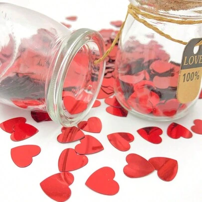 500 件/包 10 毫米金属箔五彩纸屑心形，金色、玫瑰金和银色，适用于情人节、婚礼、周年纪念、派对装饰、返校情人节