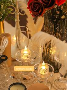 24 piezas de velas LED sin llama con efecto de llama parpadeante, incluye baterías, adecuadas para Navidad, Día de San Valentín, Ramadán, Pascua, bodas, recepciones de bodas (amarillo) - transparente - Ver 9