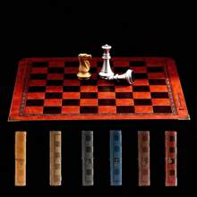 1pc Unique Sculpted Leather Chessboard With 9 Color Options & Metal Protective Corners Game Accessory - Orange - View 2