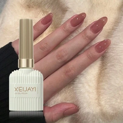 XEIJAYI 1瓶15毫升水晶凝胶指甲油，半透明西瓜粉色，带有透明冰晶效果 - 可卸除UV/LED灯 - 非常适合DIY美甲