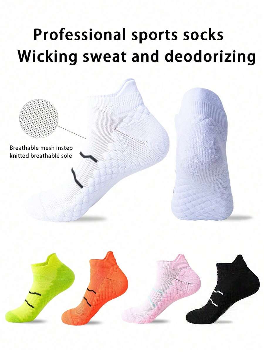 Tất thể thao ngoài trời Unisex chuyên nghiệp, tất ngắn có đáy khăn ngắn chống sốc và chống trượt, tất ngắn thể thao thoáng khí thoải mái để đi xe đạp ngoài trời, chạy bóng rổ - trắng - Xem 1