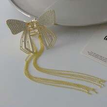 Right Road 女士蝴蝶&流蘇設計鑲鑽髮夾,夏季高級且多用途髮飾 - 流蘇抓夾 - 查看 4