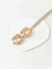 1 件装欧美风格女孩弹力腰带，配方形弹簧水钻扣 - 金色 - 查看 3